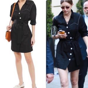 SANDRO KUNGA SATIN-TWILL SHIRT DRESS IN BLACK